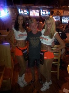 Chris with Hooters girls